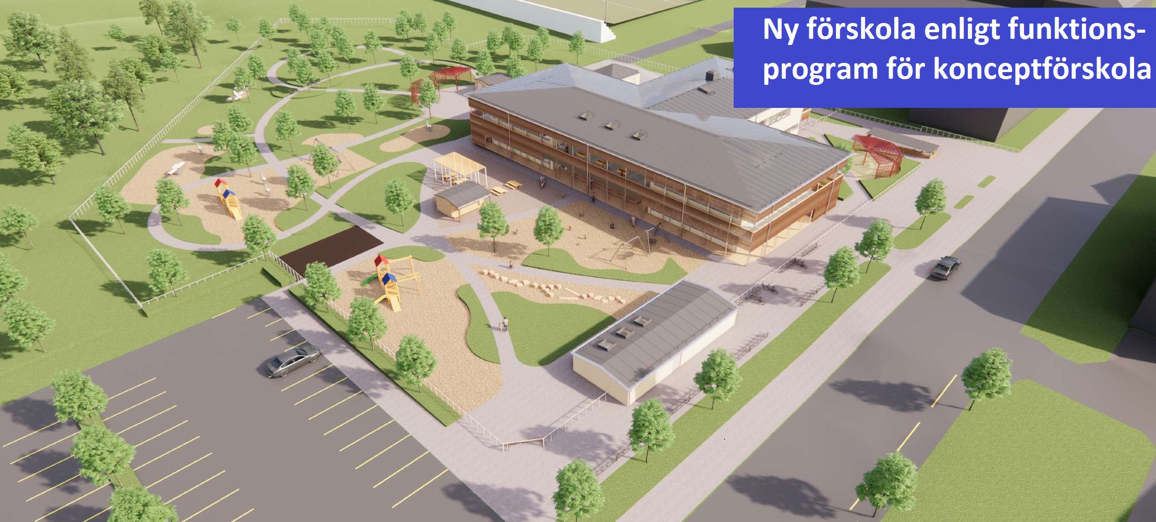 illllustration uppifrån över Släbro förskola med gårdar